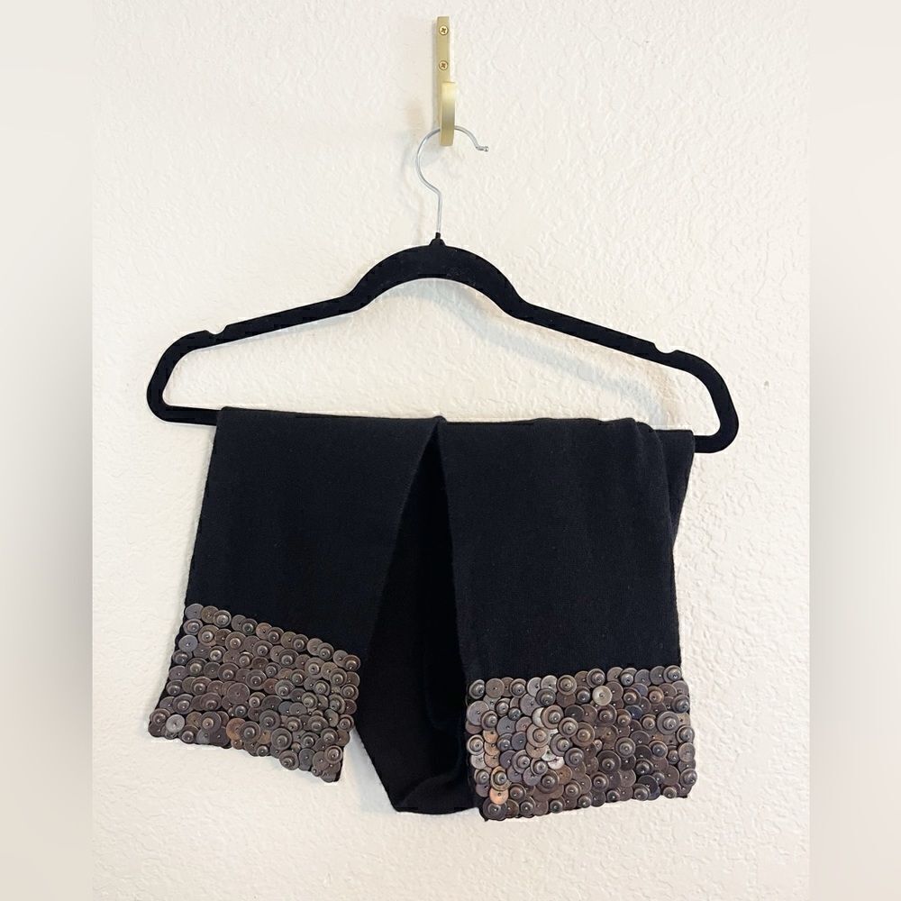 Burberry Cashmere black scarf with silver studded detail.